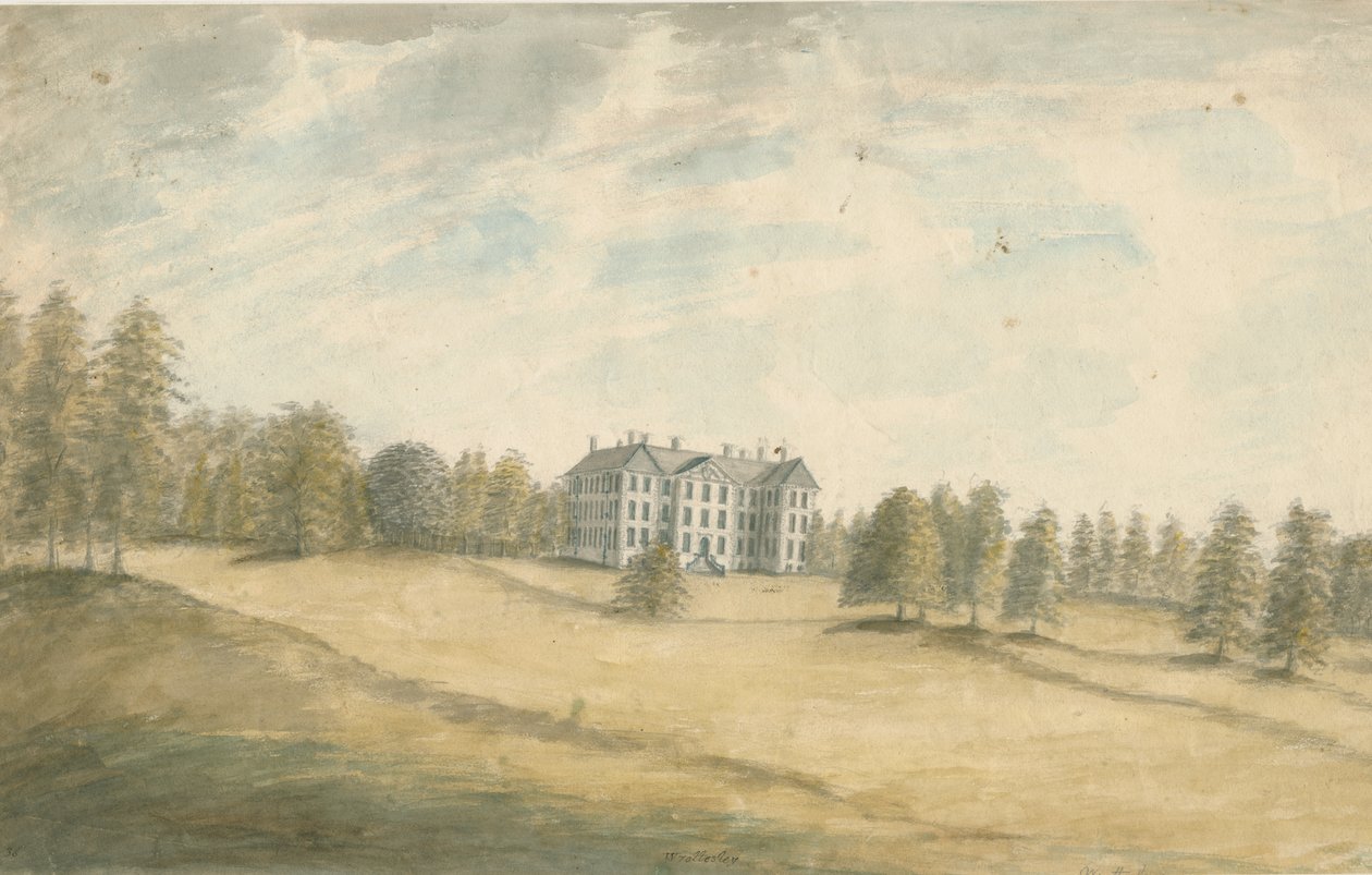 Wrottesley Hall: vannfargemaleri, nd [1762-1802] av Stebbing Shaw