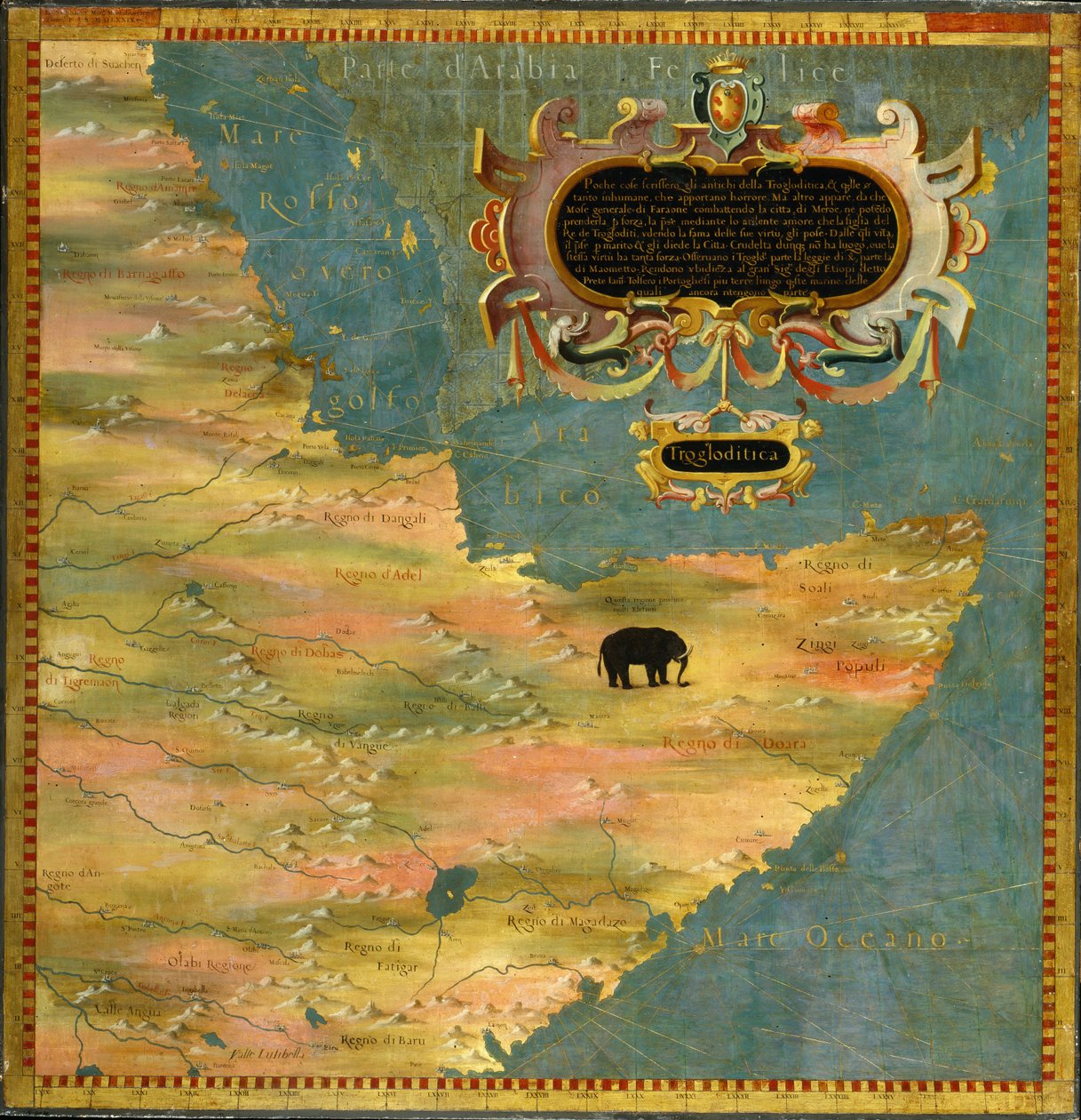 Afrikas horn: Etiopia og Somalia (Afrika) av Stefano Bonsignori 1589