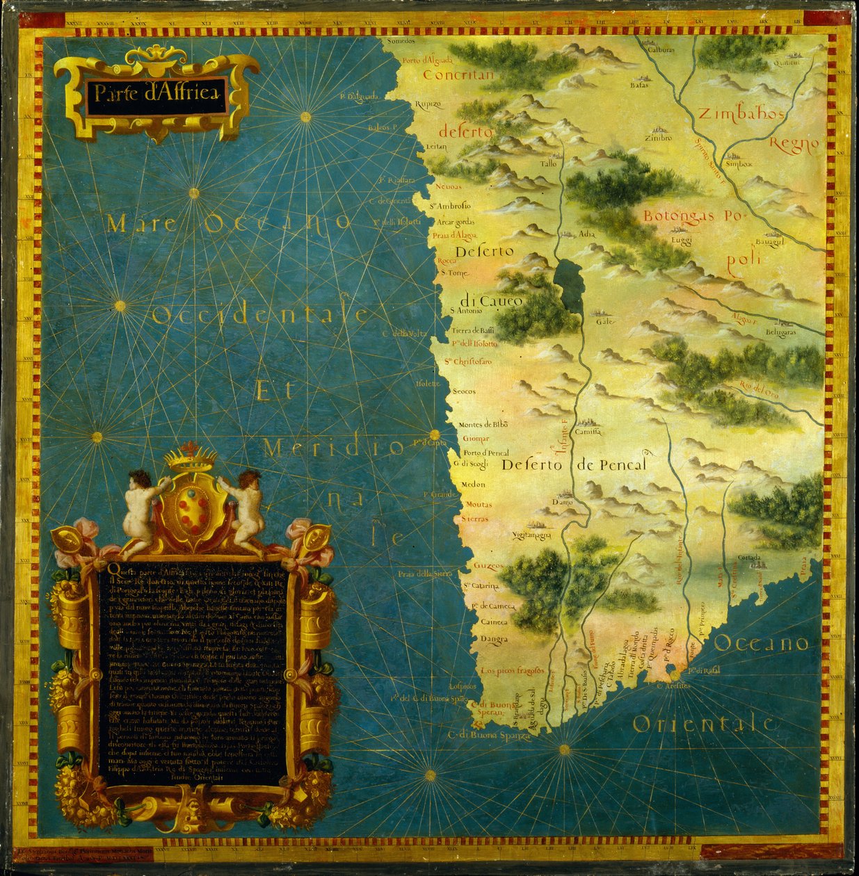 Namibia, Botswana og Sør -Afrika av Stefano Bonsignori 1589