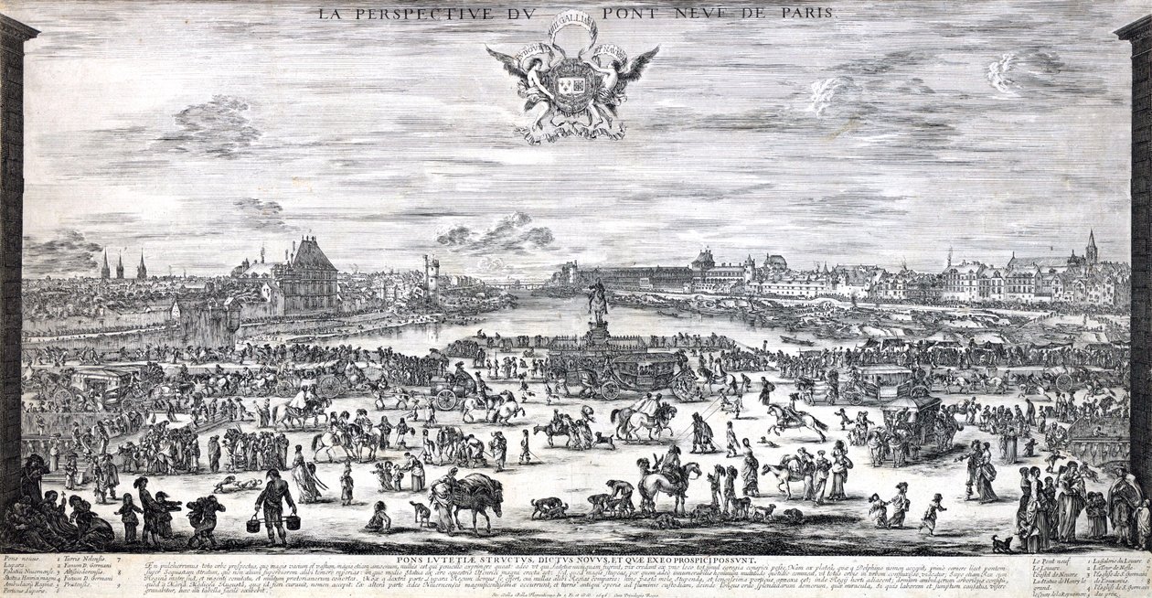 Perspektivet til Pont Neuf i Paris av Stefano della Bella