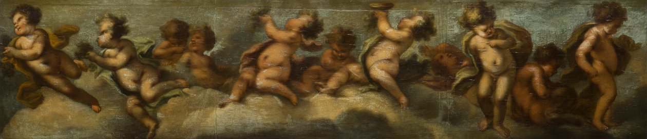 Putti disporting, ca. 1655-72 (papir lagt på lerret med glassbeskyttelse) av Stefano (after) Magnasco