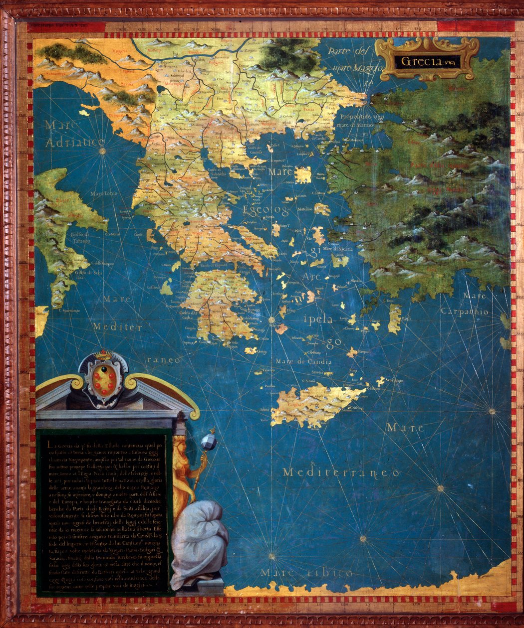 Hellas Kart laget av Stefano Bonsignori (? -1589) italiensk kosmograf og maler. Rundt 1581. Firenze, Palazzo Vecchio, Sala del Mappamondo av Stefano Buonsignori