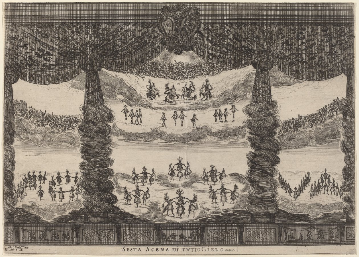 Sjette scene av hele himmelen av Stefano Della Bella after Alfonso Parigi II