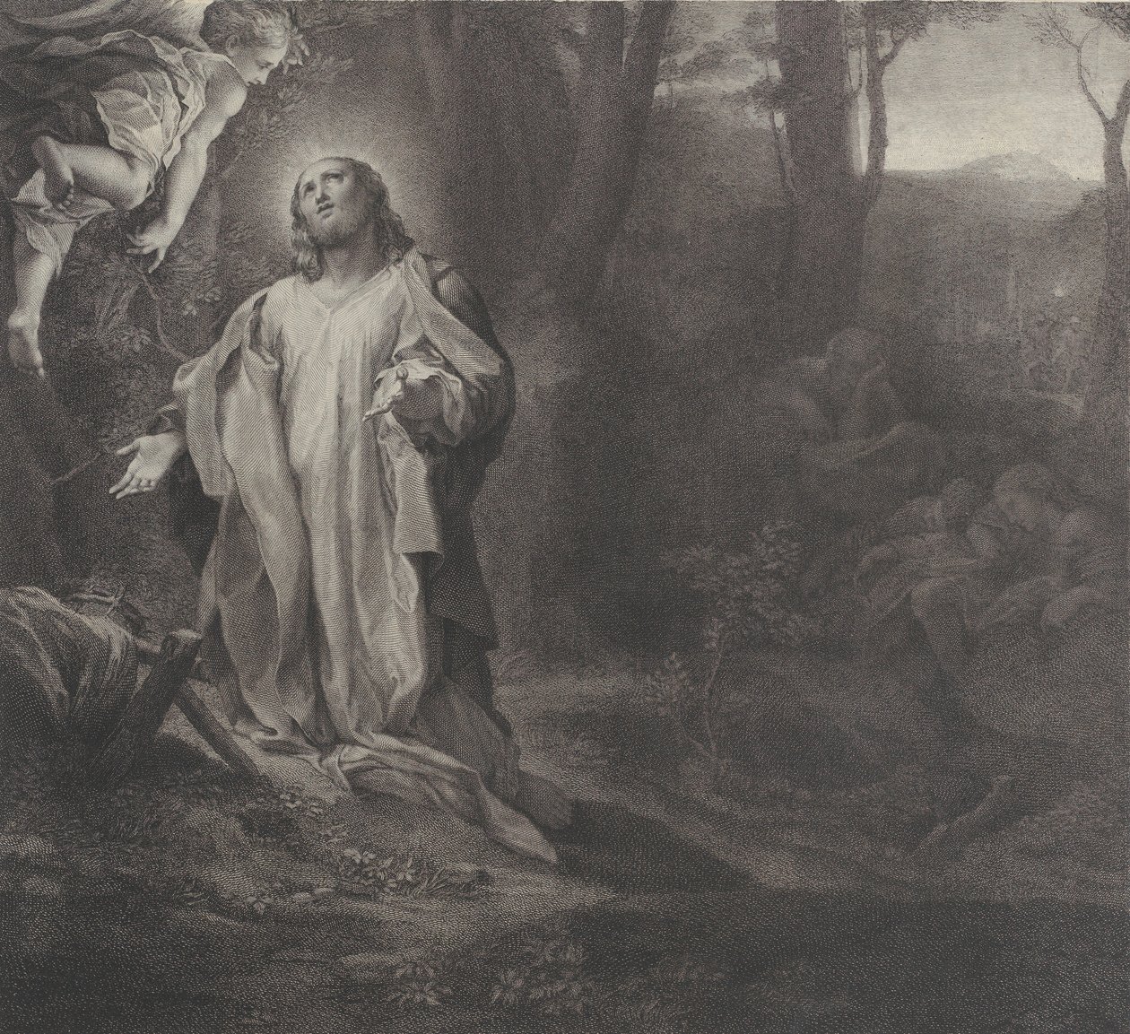 Kristus på Oljeberget, med en engel øverst til venstre, 1783-1812. av Stefano Tofanelli