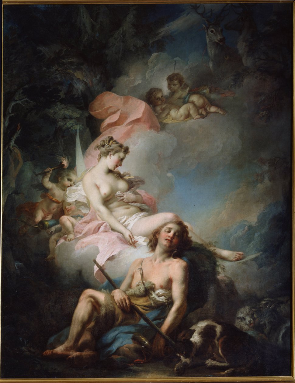Selene og Endymion (Selene og Endymion) Maleri av Stefano Torelli (1712-1784). Olje på lerret av Stefano Torelli