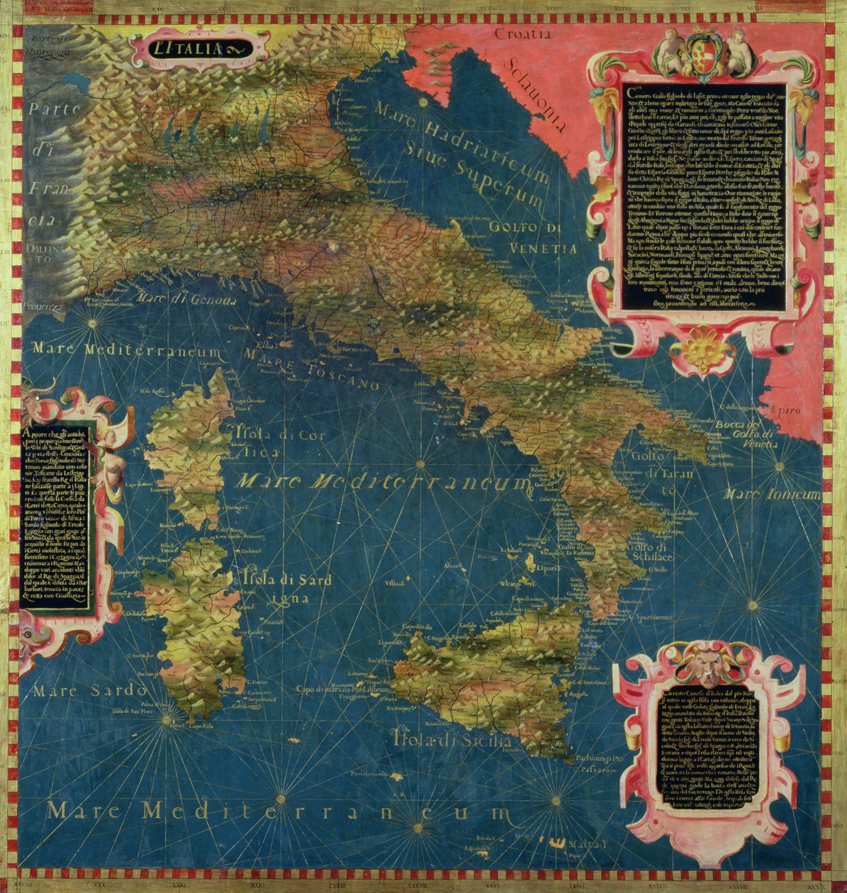 Kart over Italia fra det sekstende århundre, fra 