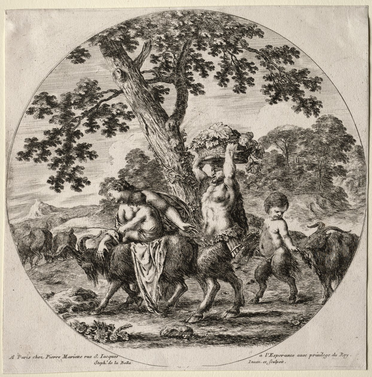 En Satyr-familie på reise av Stefano della Bella
