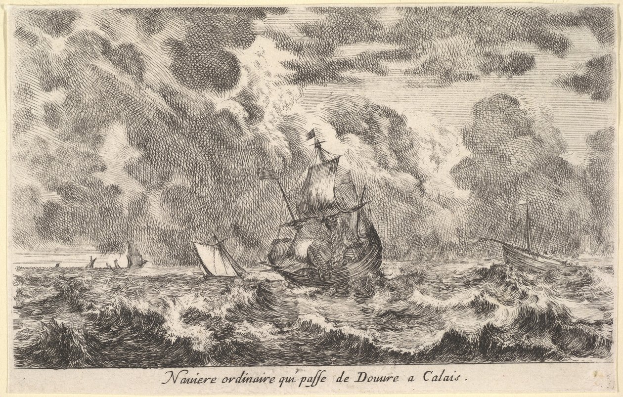 Et vanlig skip som reiser mellom Dover og Calais av Stefano della Bella