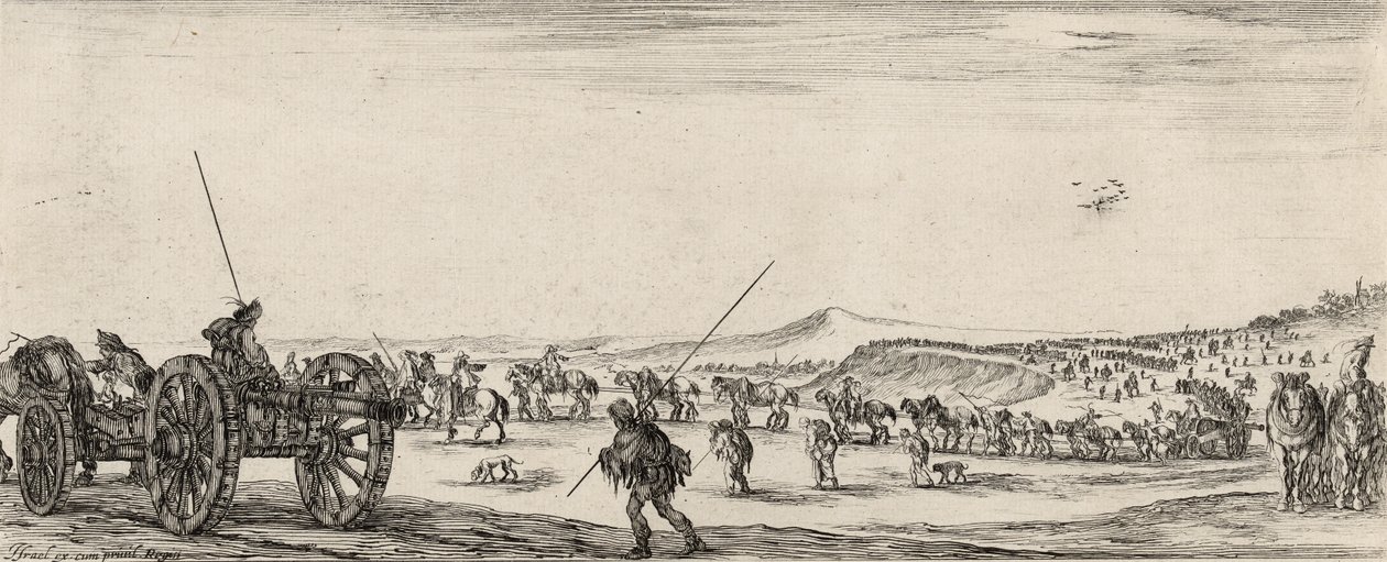 Andre Conduite de Canons, (etsing på lagt papir) av Stefano della Bella