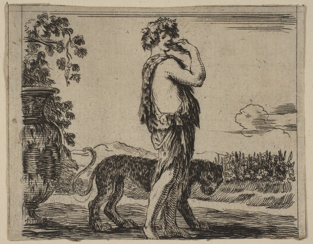 Bacchus, fra Game of Mythology Jeu de la Mythologie, 1644. av Stefano della Bella