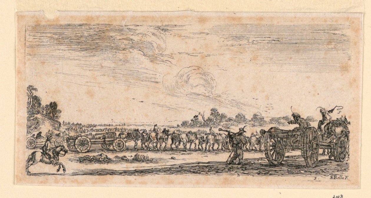 Battle Scene, fra "Designs of Some Troop Conduct, Cannons, and Town Attacks" av Stefano della Bella