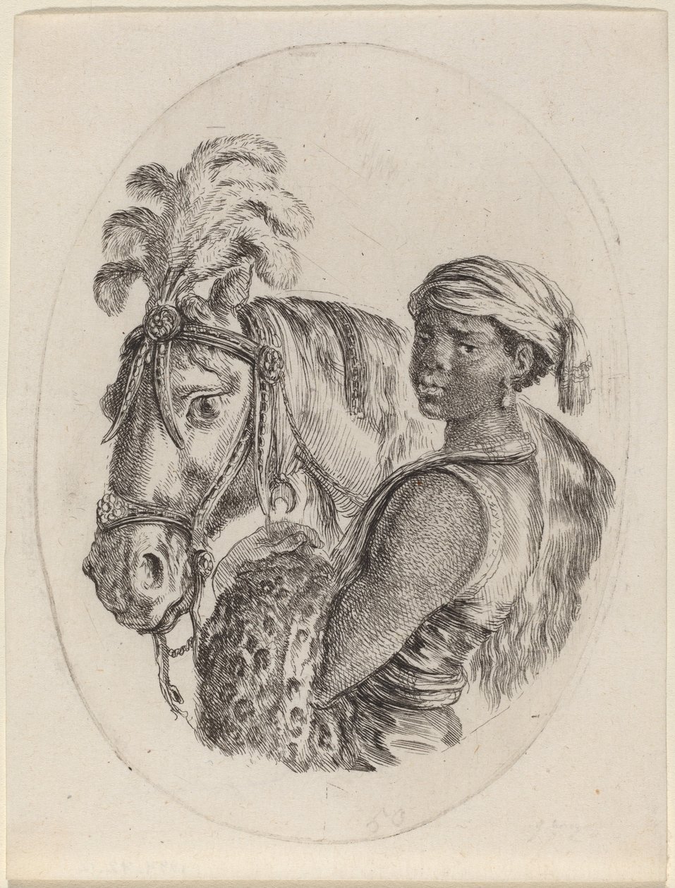 Svart brudgom med en arabisk hest av Stefano della Bella