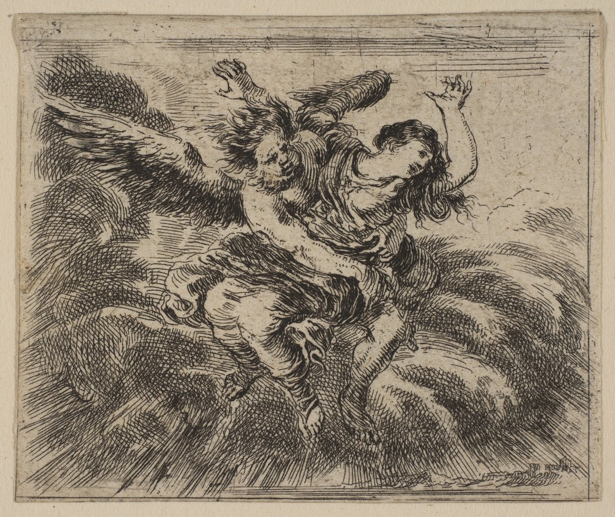 Boreas og Oreithyia, fra Game of Mythology Jeu de la Mythologie, 1644. av Stefano della Bella