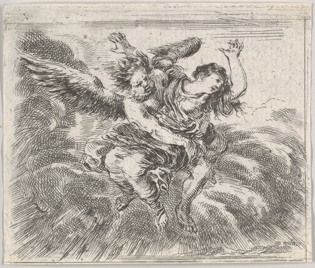 Boreas og Orithyia, fra Game of Mythology Jeu de la Mythologie, 1644. av Stefano della Bella