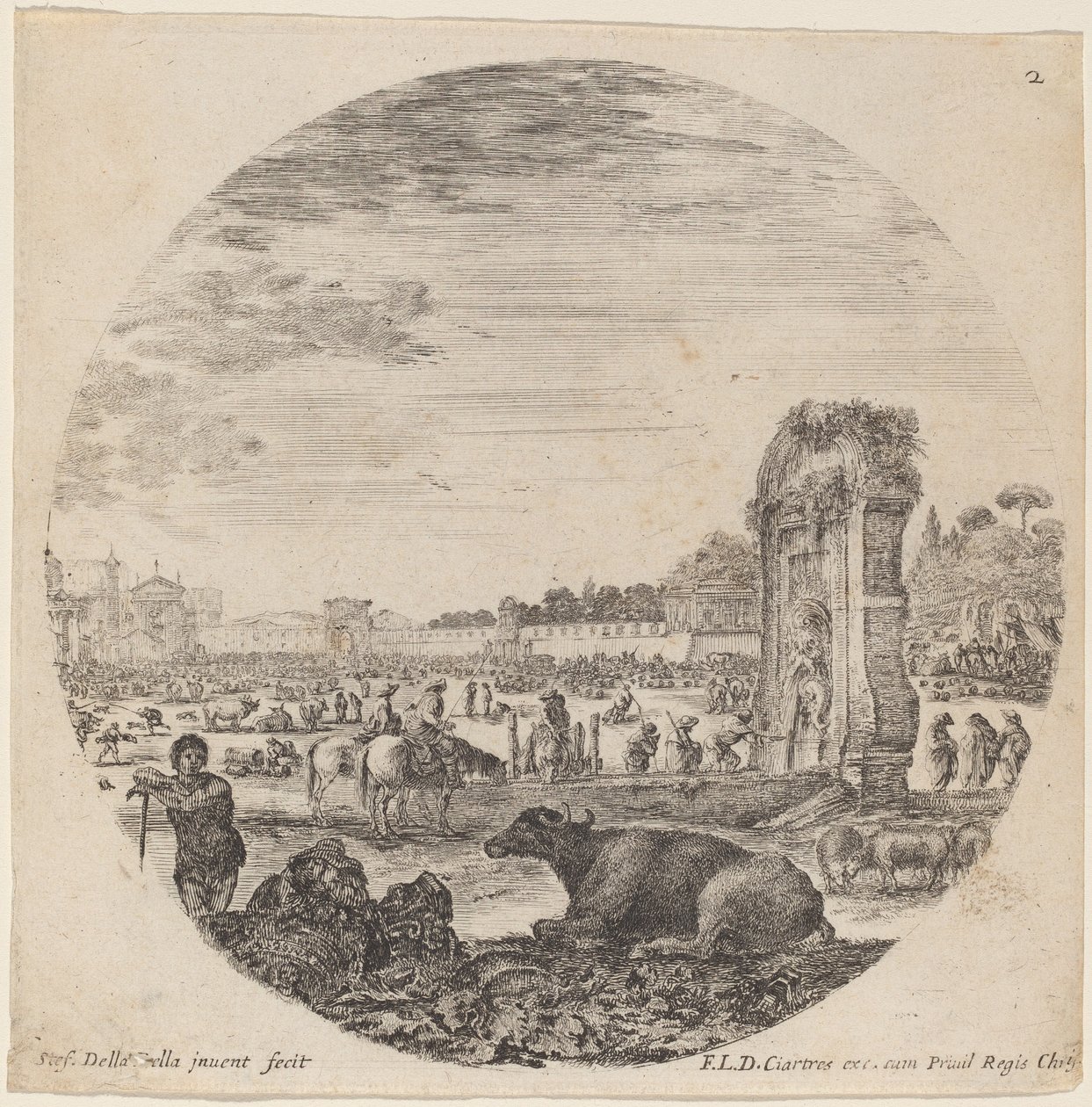 Campo Vaccino, 1646. av Stefano della Bella