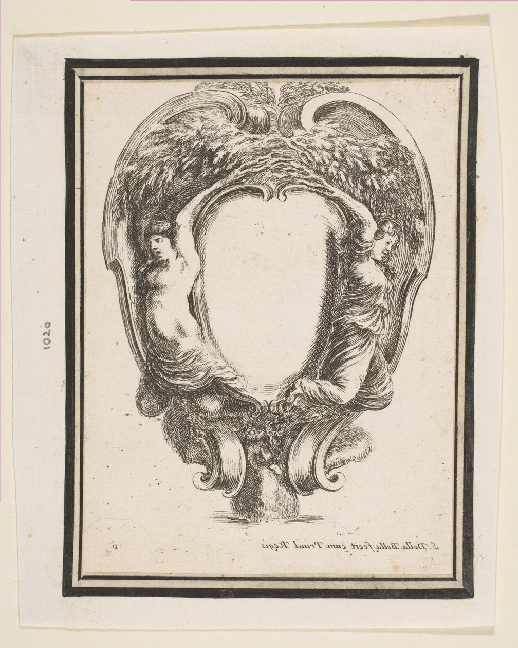 Kartusj med and og nymfer, 1647. av Stefano della Bella