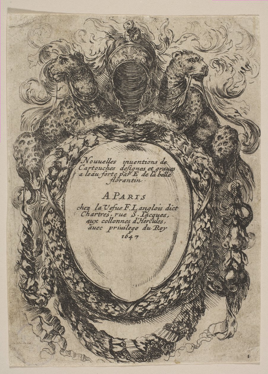 Kassett med tittel: New Inventions of Cartridges, 1647. av Stefano della Bella