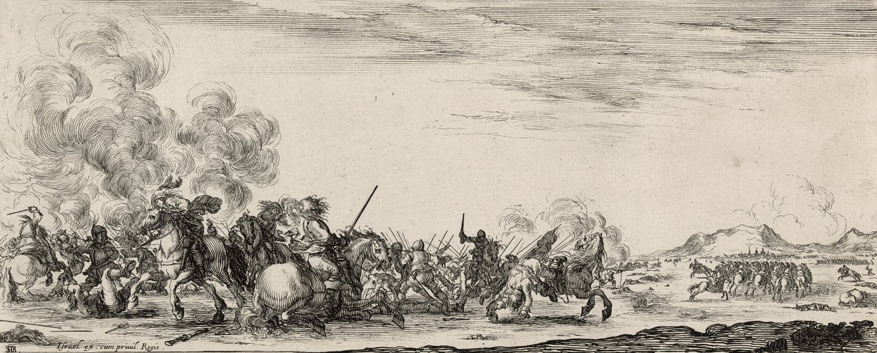 Choc de Cavalrie (etsing på lagt papir) av Stefano della Bella