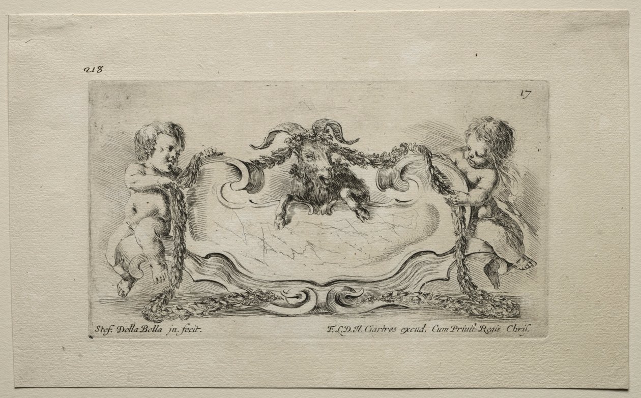 Samling av forskjellige caprices og nye design av kartusjer og ornamenter: nr. 17. av Stefano della Bella