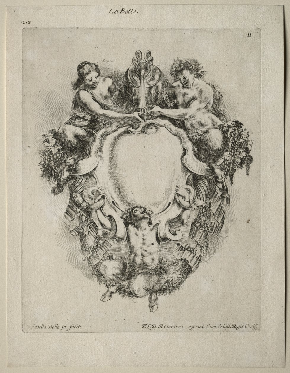 Samling av forskjellige caprices og nye design av kartusjer og ornamenter: nr. 11 av Stefano della Bella