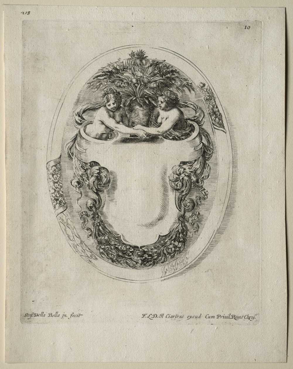 Samling av forskjellige caprices og nye design av kartusjer og ornamenter: nr. 10 av Stefano della Bella