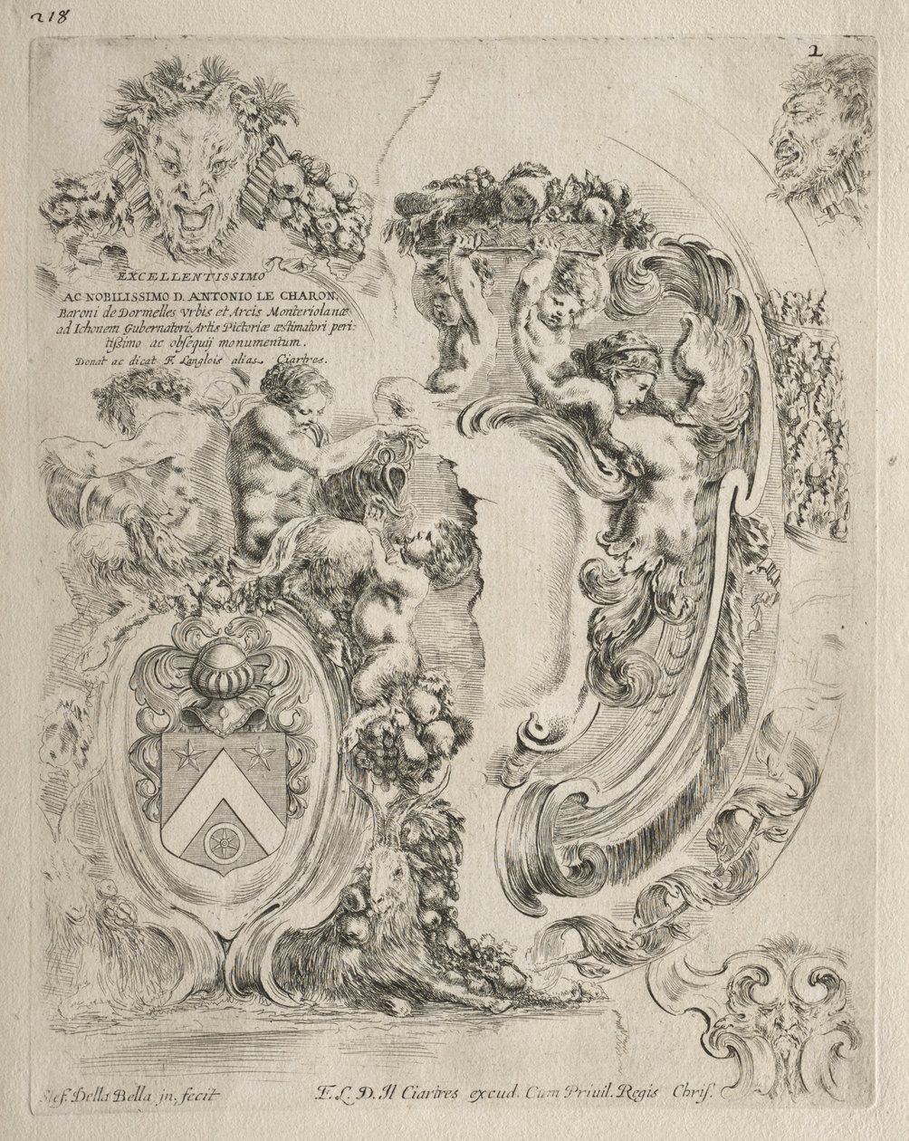 Samling av forskjellige caprices og nye design av kartusjer og ornamenter: nr. 2. av Stefano della Bella