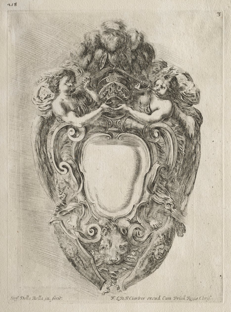 Samling av forskjellige caprices og nye design av kartusjer og ornamenter: nr. 3. av Stefano della Bella
