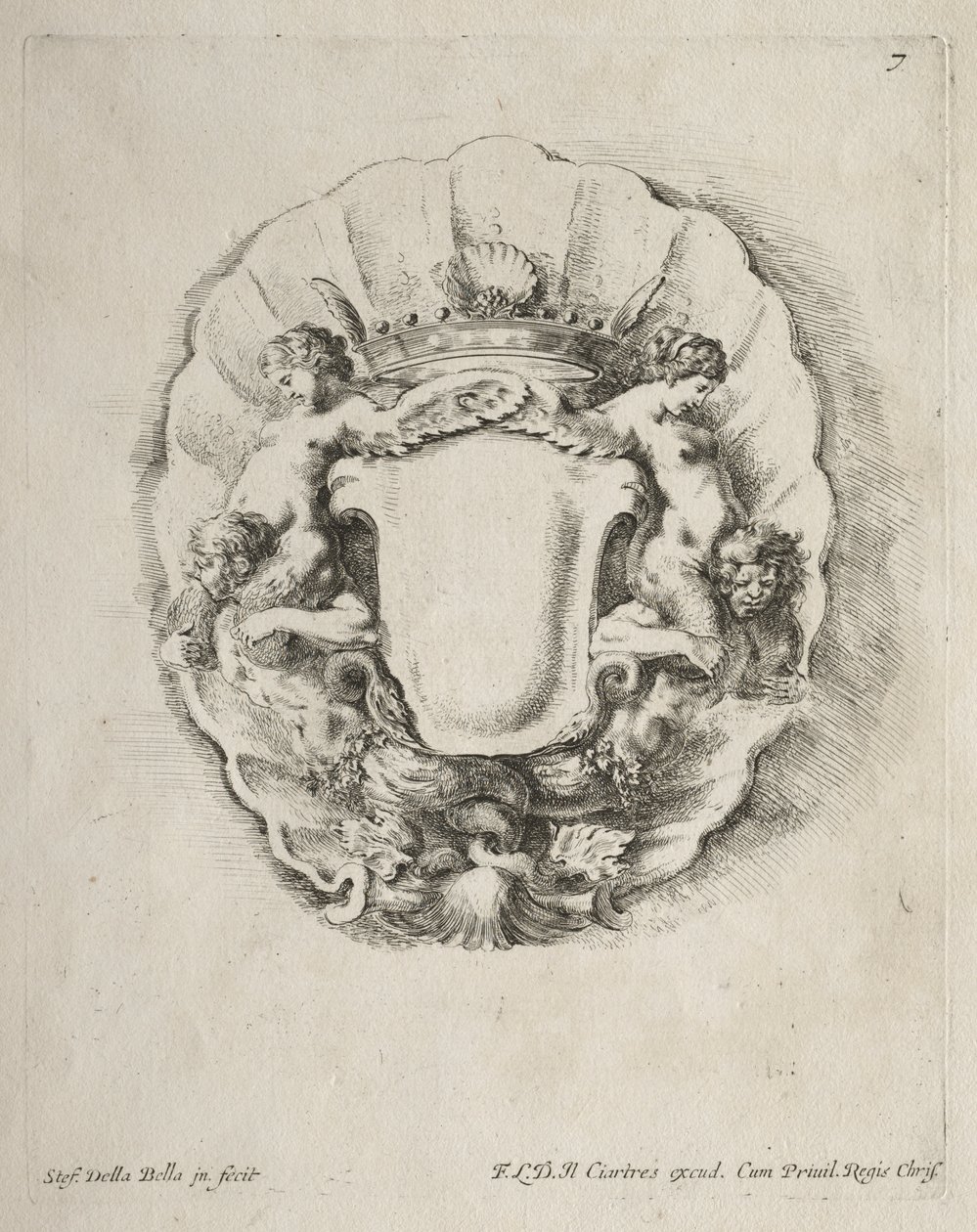 Samling av forskjellige caprices og nye design av kartusjer og ornamenter: nr. 7 av Stefano della Bella
