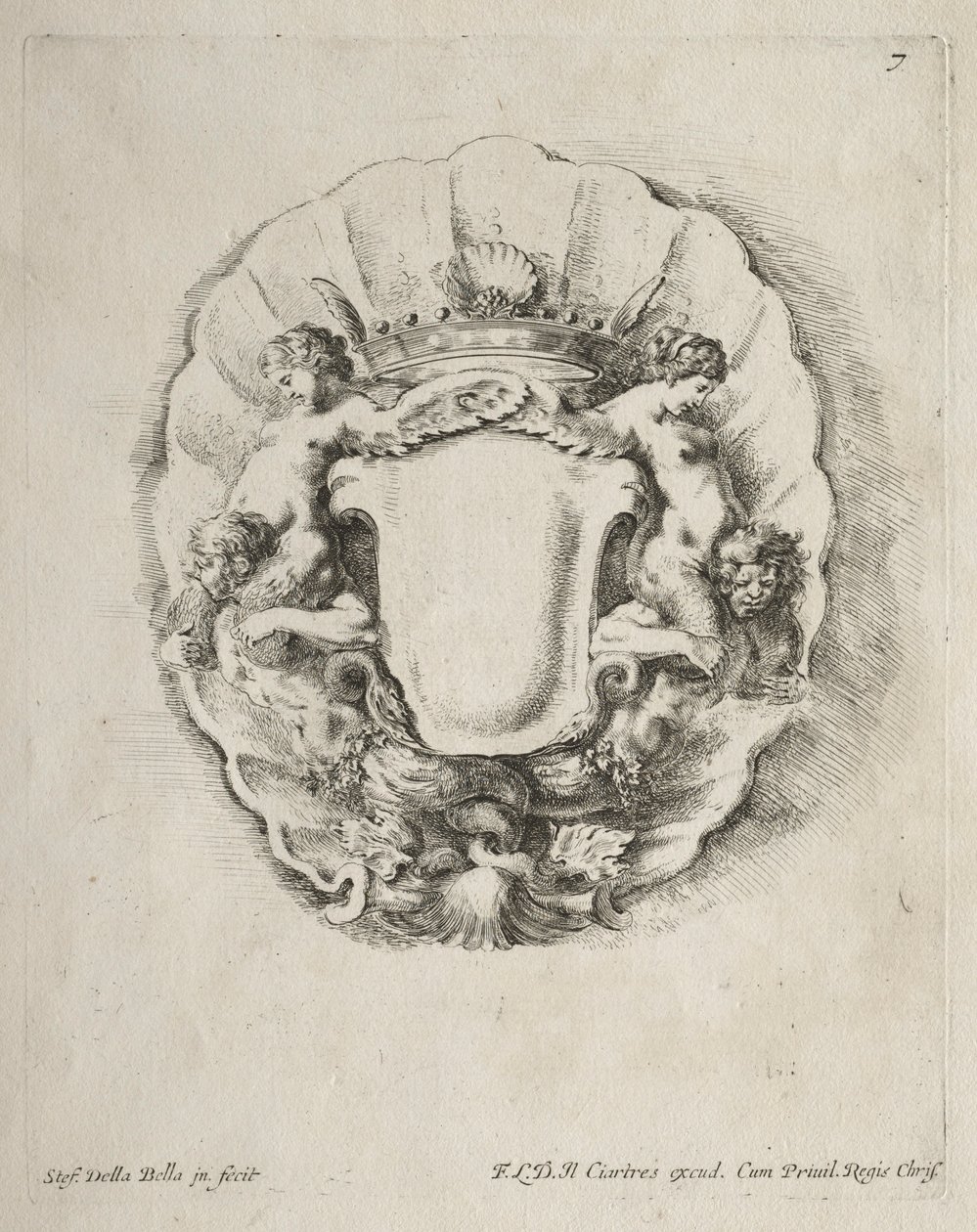 Samling av forskjellige caprices og nye design av kartusjer og ornamenter: nr. 7. av Stefano della Bella