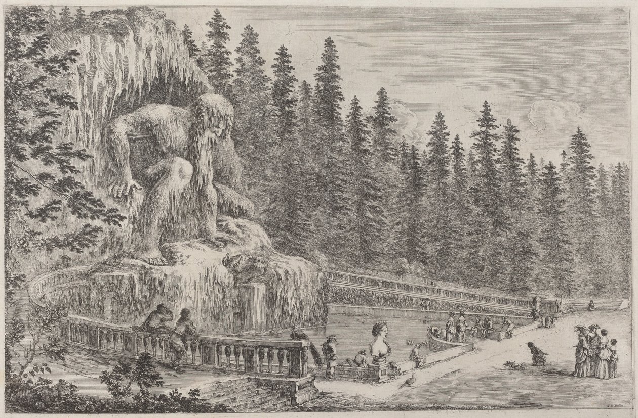 Kolossal statue av Appenninene av Stefano della Bella