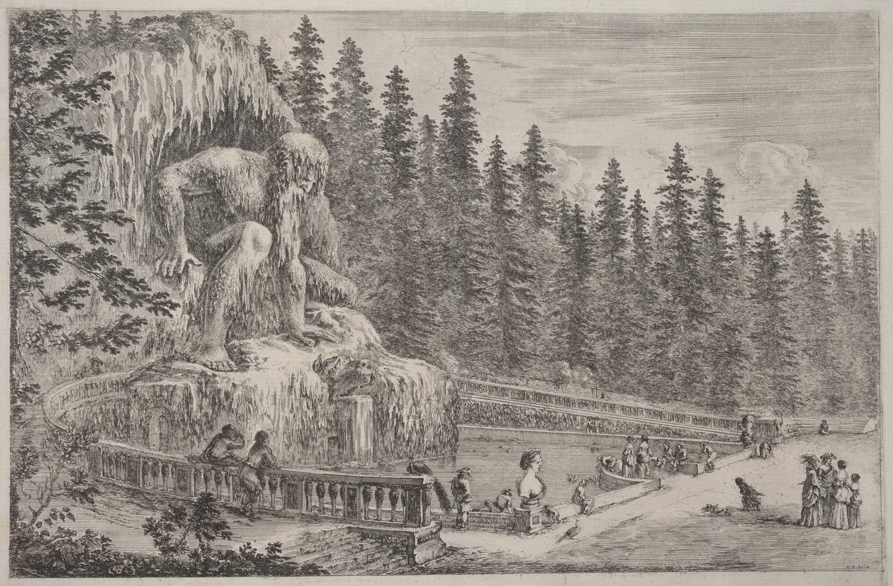 Kolossal statue av Appenninene av Stefano della Bella