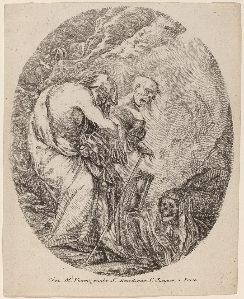 Død med en gammel mann, sannsynligvis 1648. av Stefano della Bella