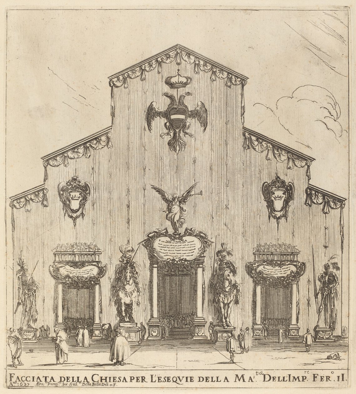 Fasade til kirken San Lorenzo, Firenze, 1637. av Stefano della Bella