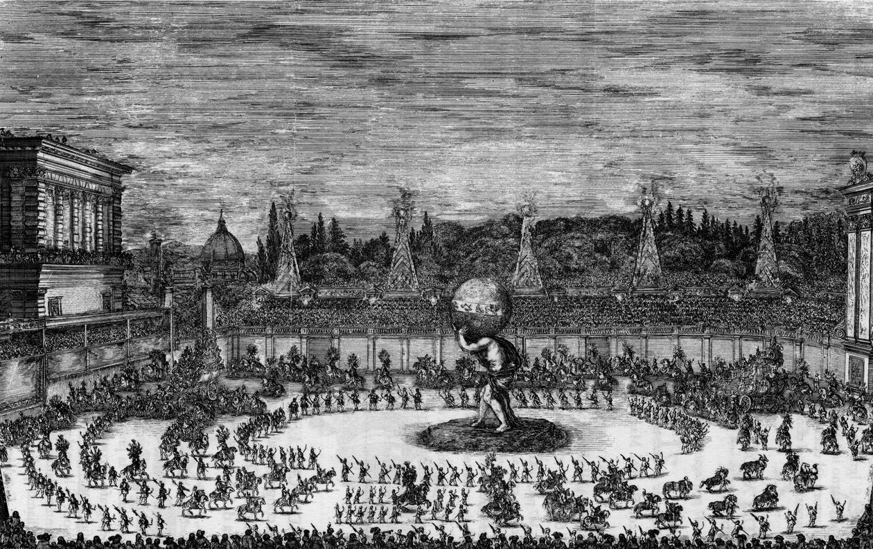 Fee en Firenze på 1600-tallet i "" Il mondo fizzante. Ballett på hesteryggen utført i teatret knyttet til Palazzo del Sereniss. Storhertug, for det kongelige bryllupet til de mest rolige prinsene Cosimo Terzo fra Toscana og Margherita Luisa d
