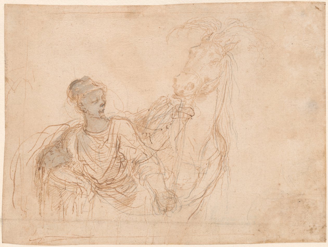 Figur som leder en hest av Stefano della Bella