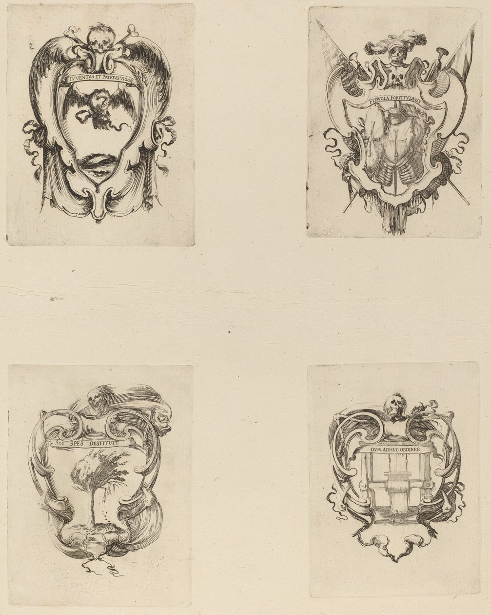 Fire emblemer til begravelsen til prins Francesco de Medici av Stefano della Bella