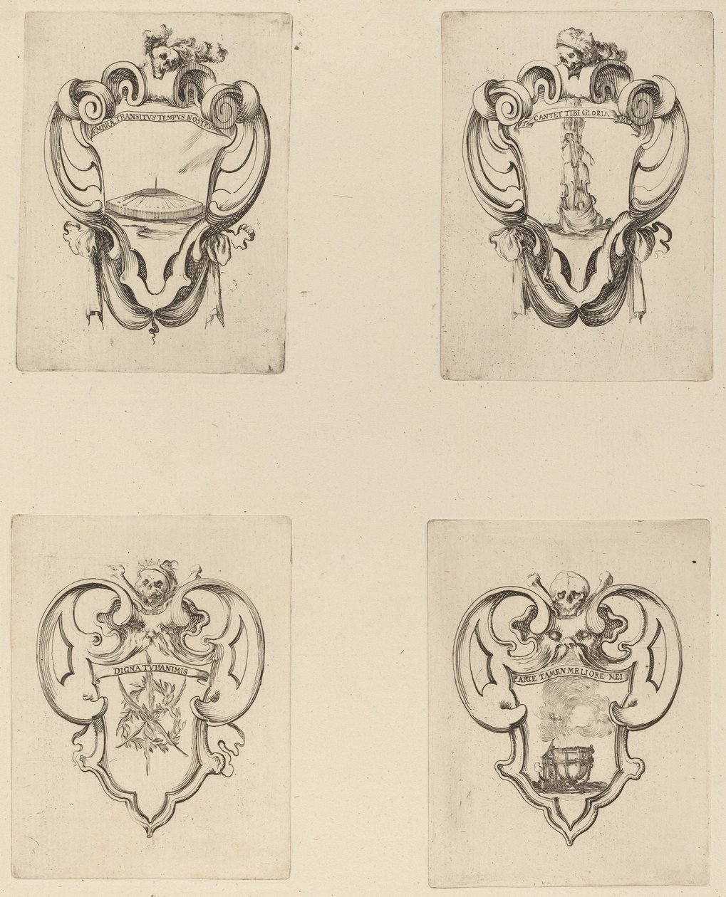 Fire emblemer til begravelsen til prins Francesco de Medici av Stefano della Bella