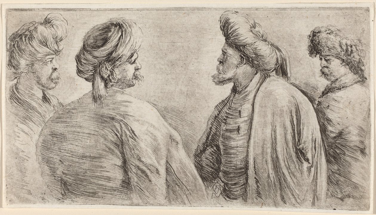 Fire tyrkere med turban av Stefano della Bella