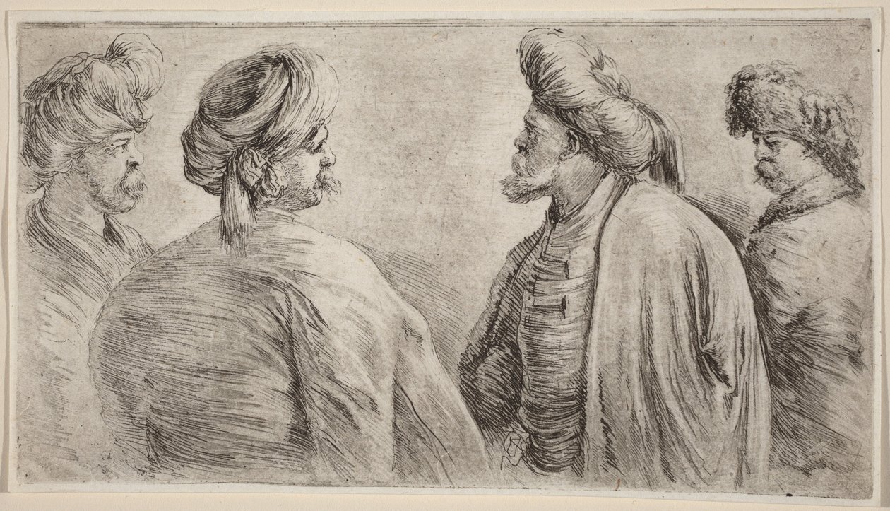 Fire tyrkere med turbaner av Stefano della Bella
