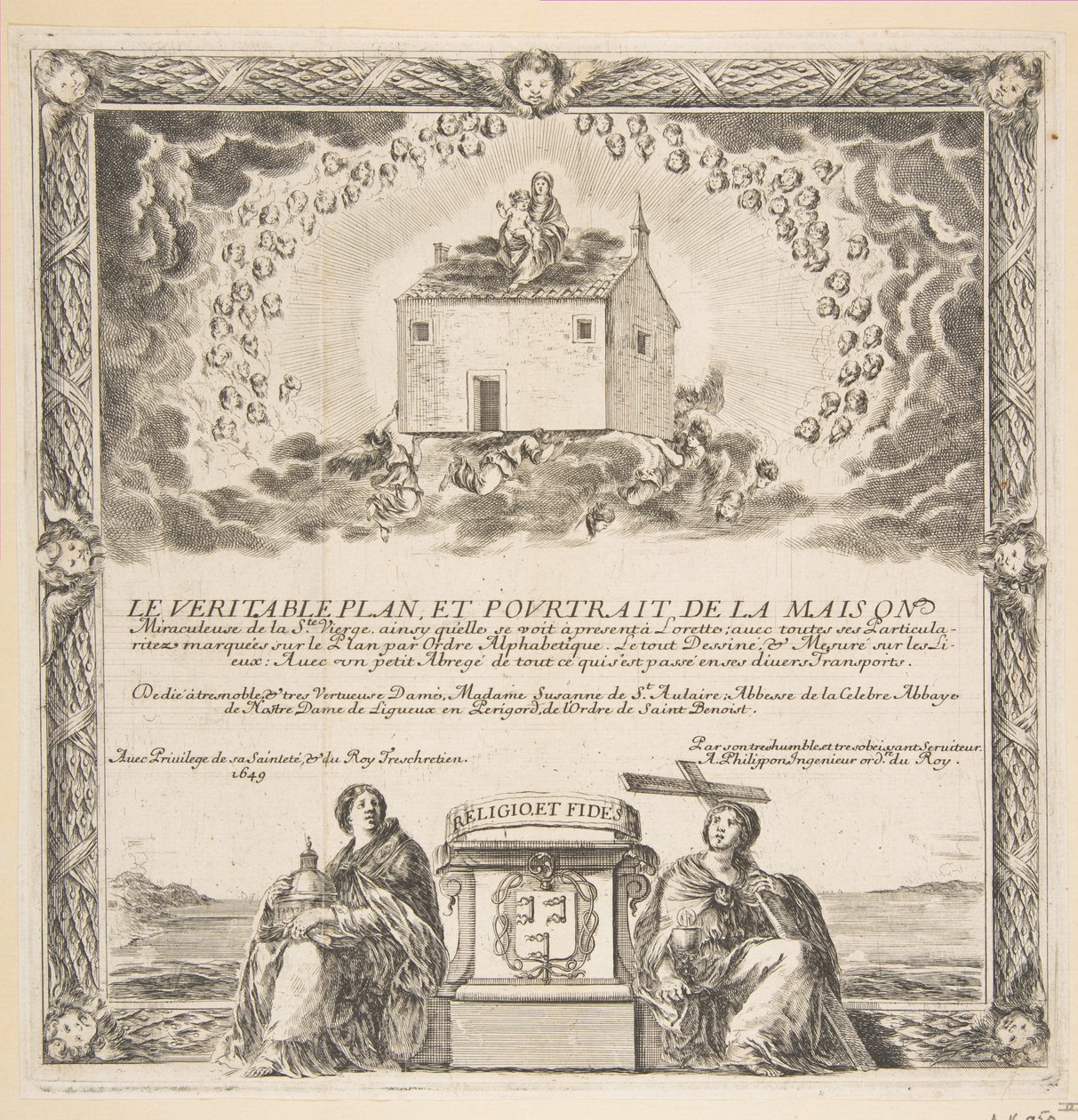 Frontispice for The True Plan and Portrait of the House of Ste. Jomfru, 1649. av Stefano della Bella