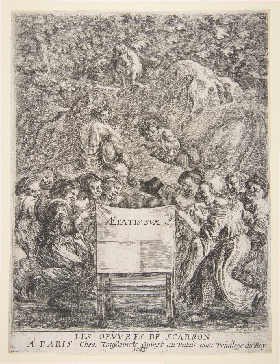 Frontispice for Les Oeuvres de Scarron, 1649. av Stefano della Bella