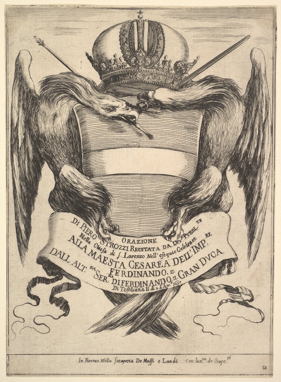 Frontispice for begravelsen til keiser Ferdinand II Esequie dellimperadore Ferdinando..., 1637. av Stefano della Bella