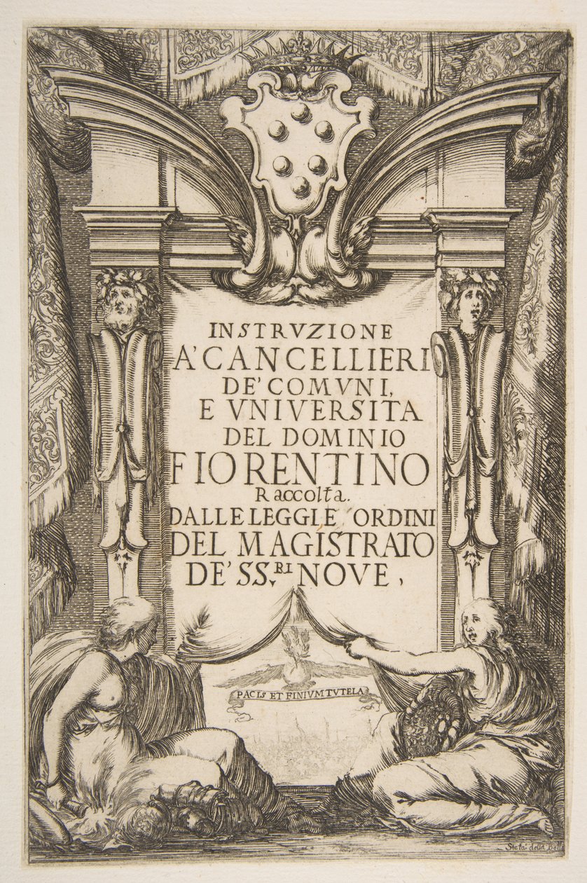 Frontispice for Instruzione a Cancellieri, 1635. av Stefano della Bella
