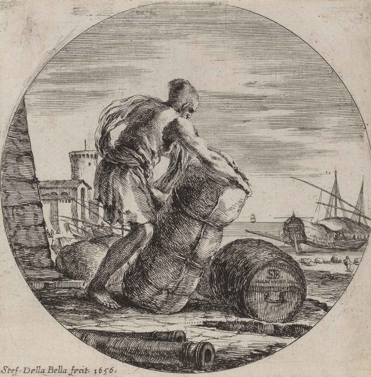 Galley Slave Hauling a Ship