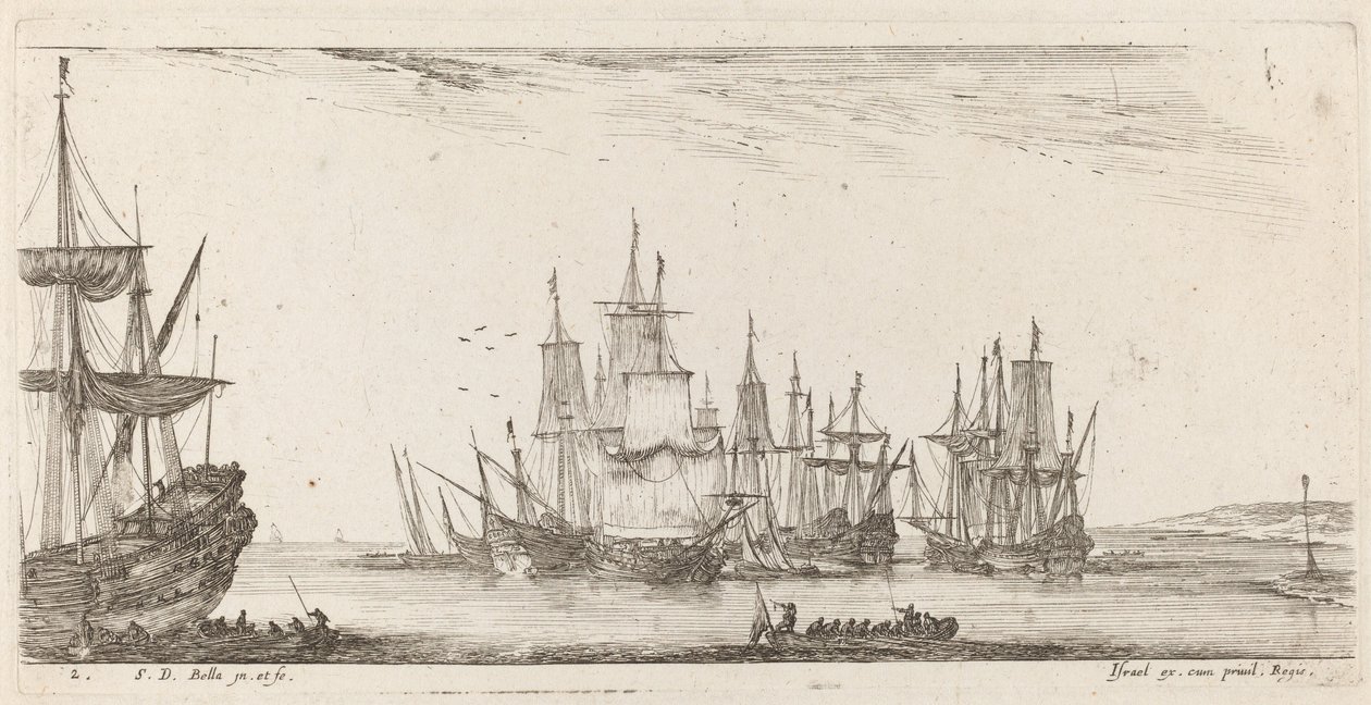 Gruppe av skip, 1644. av Stefano della Bella