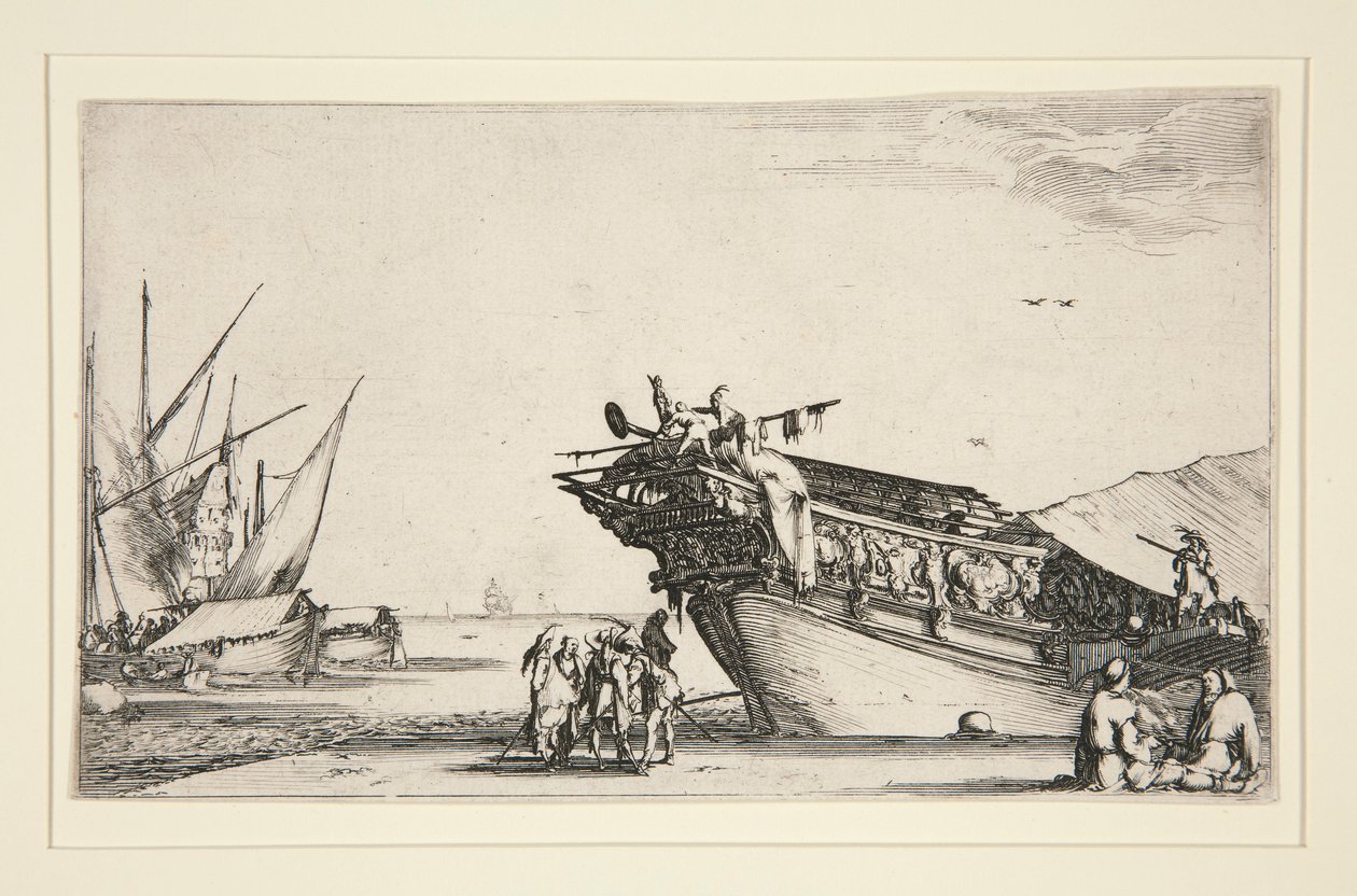 Harbour Scene fra en serie på åtte marinesoldater, Dev. 813 av Stefano della Bella