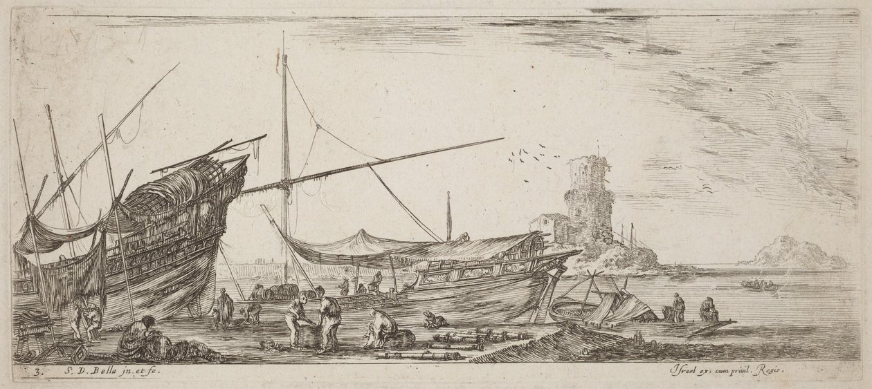 Havneutsikt av Stefano della Bella
