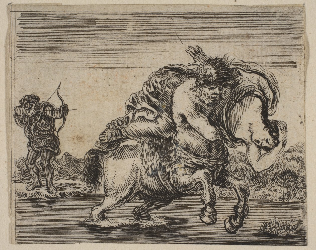 Hercules og Deianira, fra Game of Mythology Jeu de la Mythologie, 1644. av Stefano della Bella