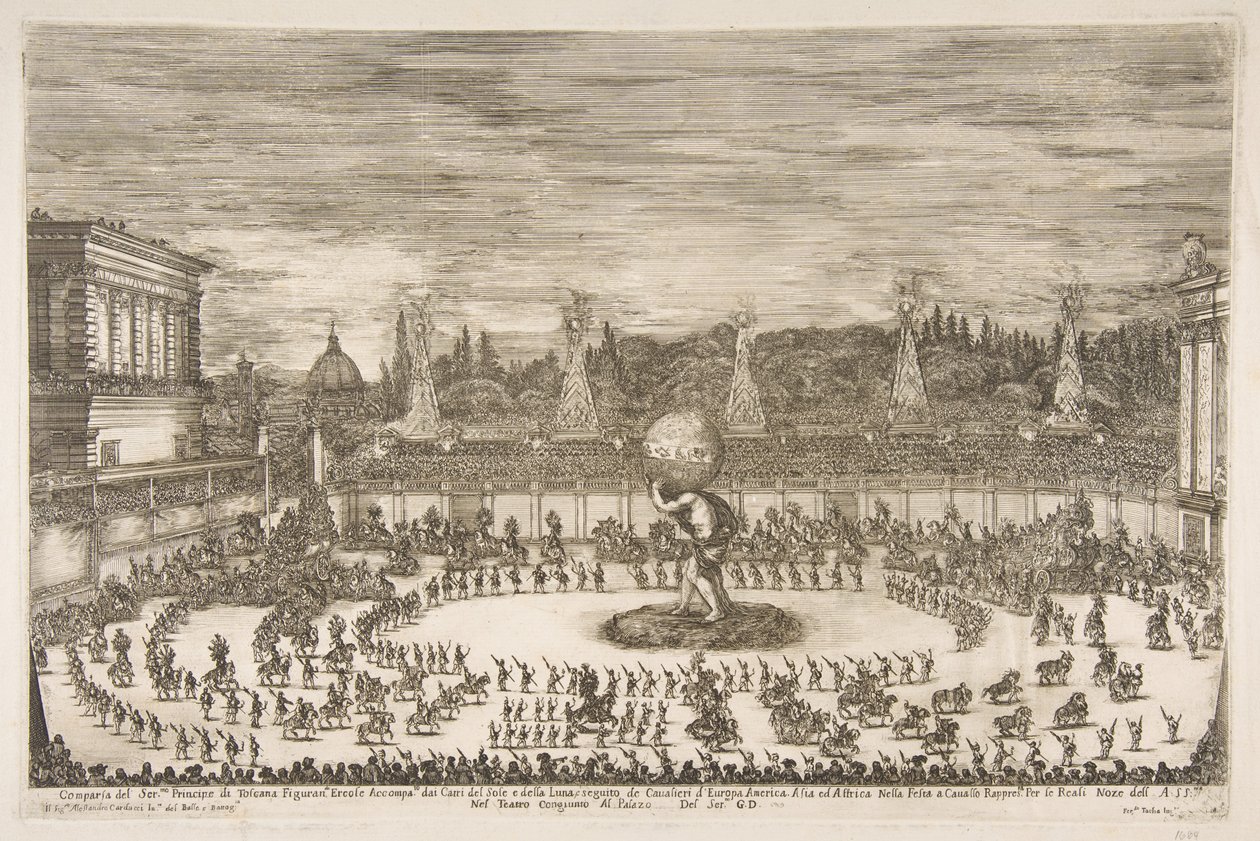The Celebrating World: Entrance of Cosimo III de Medici, 1661. av Stefano della Bella