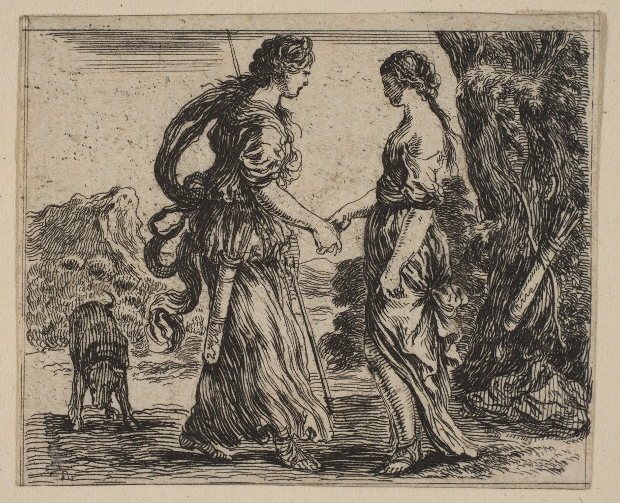 Jupiter og Callisto, fra Game of Mythology Jeu de la Mythologie, 1644. av Stefano della Bella